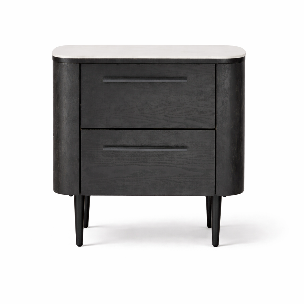Noir Curved Bedside Table
