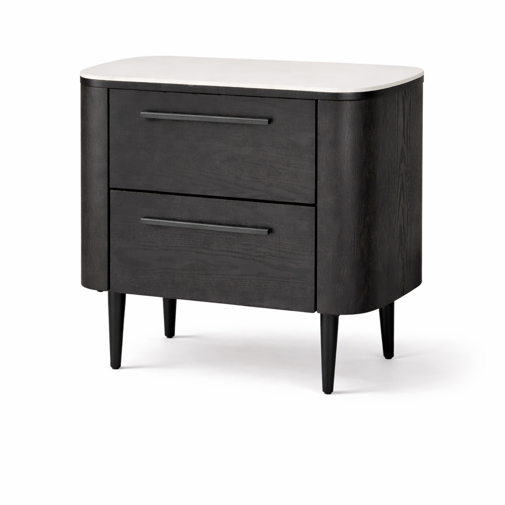 Noir Curved Bedside Table