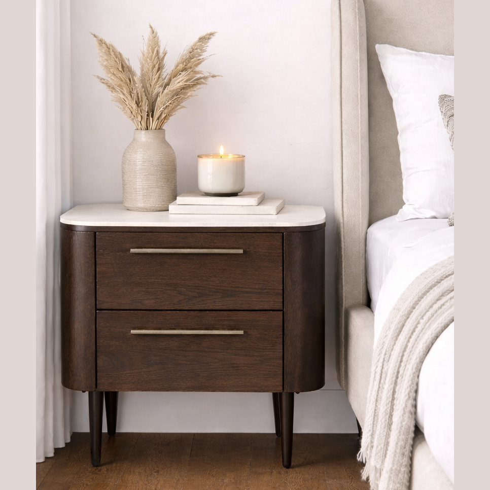 Noir Curved Bedside Table