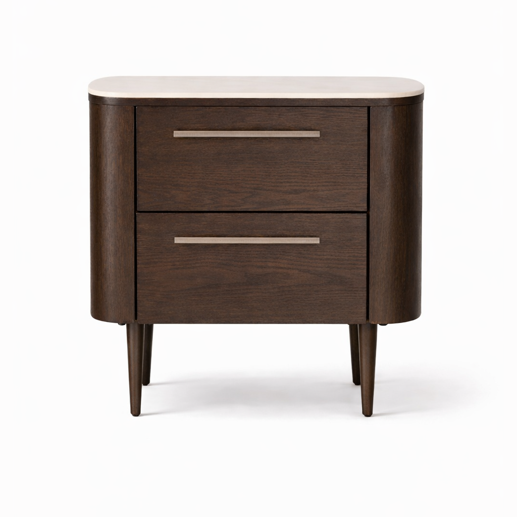 Noir Curved Bedside Table