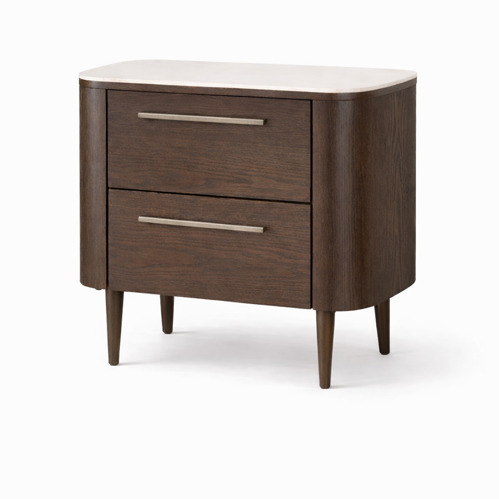 Noir Curved Bedside Table