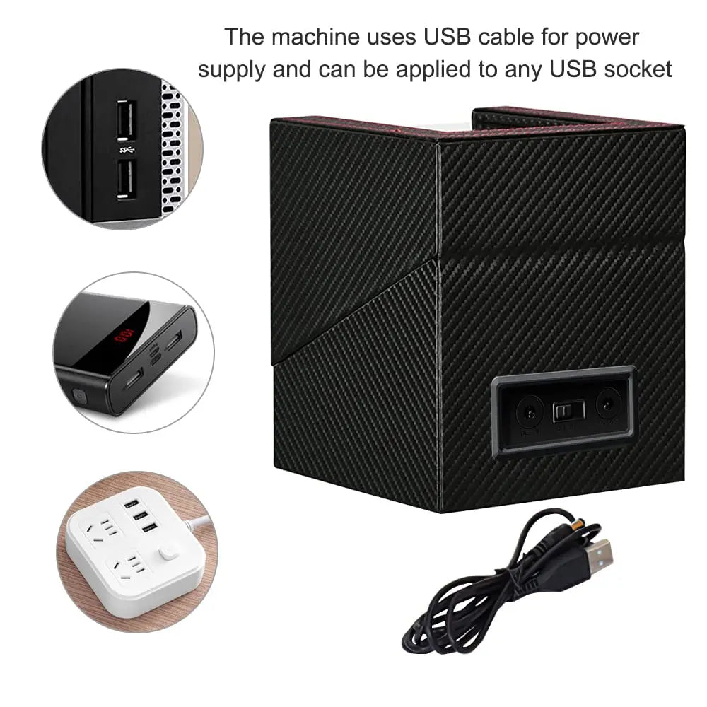 Black Watch Winders For Automatic Watches Usb Power Double