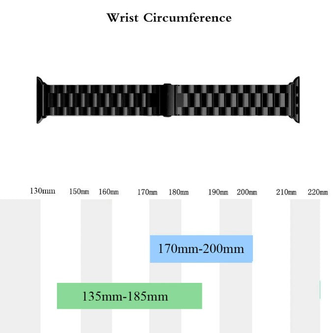 Stainless Steel Strap for Apple Watch Band 42mm - 44mm Metal Links Bracelet Smart Watch Strap - Black