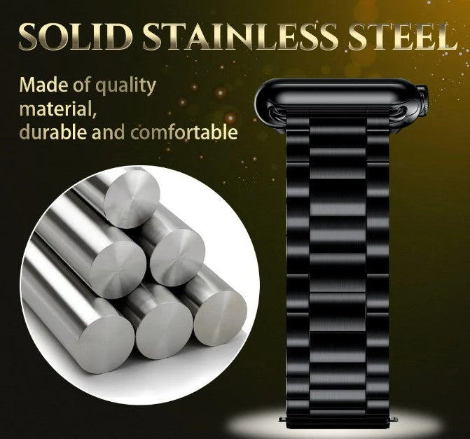 Stainless Steel Strap for Apple Watch Band 42mm - 44mm Metal Links Bracelet Smart Watch Strap - Black