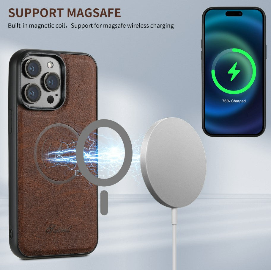 iPhone case Anti drop 2-in-1 card insertion case protective cover - Brown