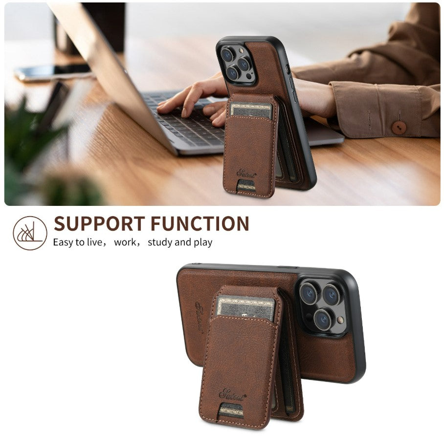 iPhone case Anti drop 2-in-1 card insertion case protective cover - Brown