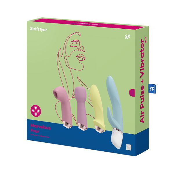 Close-up of the Satisfyer Marvelous Four personal massager with smooth design and control buttons.