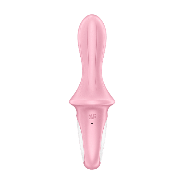 Pink Satisfyer Air Pump Booty 5+ in use, showing the inflatable anal toy with air pump control for enhanced pleasure.