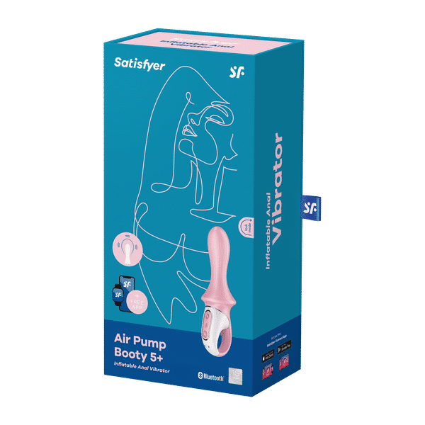 Pink Satisfyer Air Pump Booty 5+ with air pressure control and ergonomic design for enhanced anal stimulation.