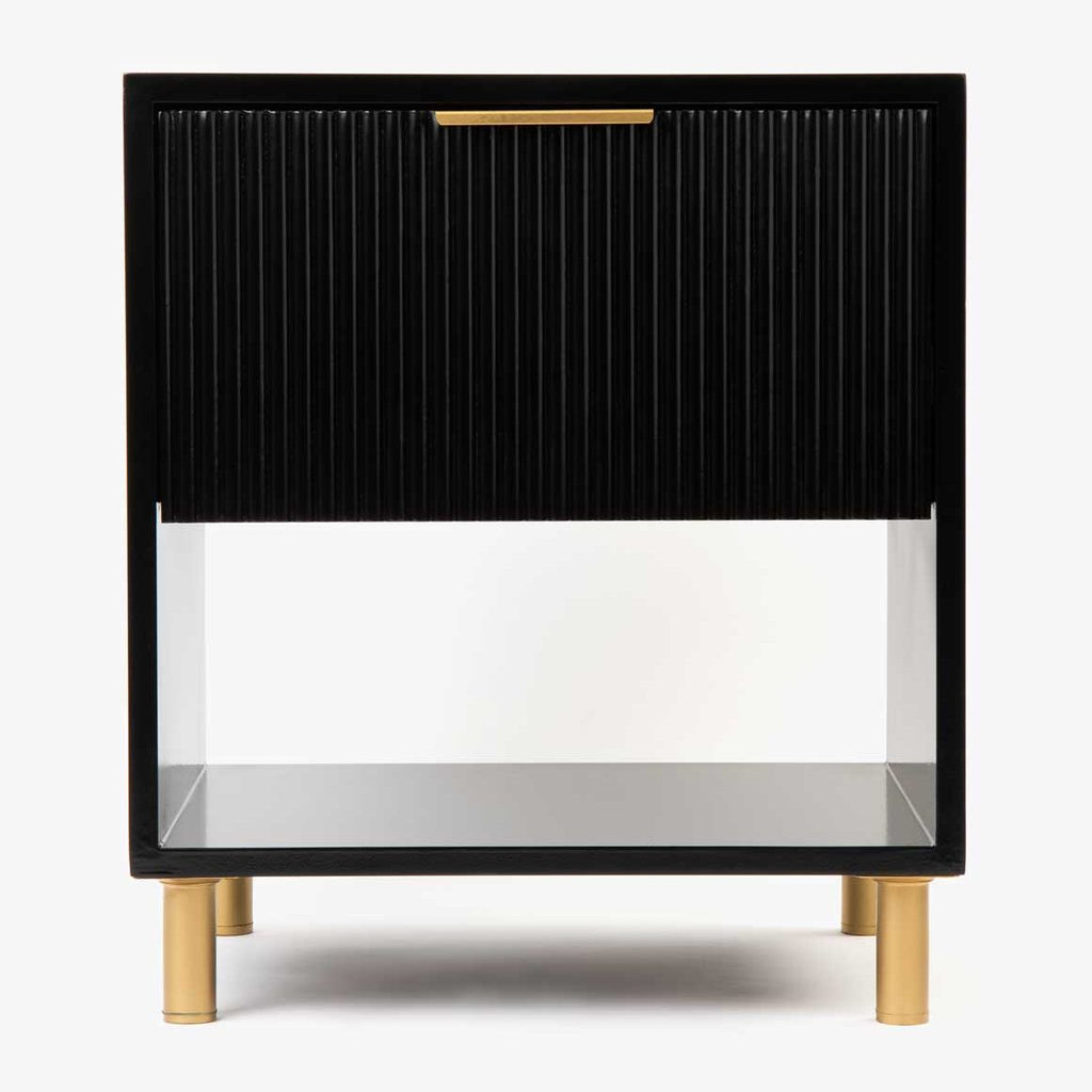 Florence Fluted Bedside Table - Black