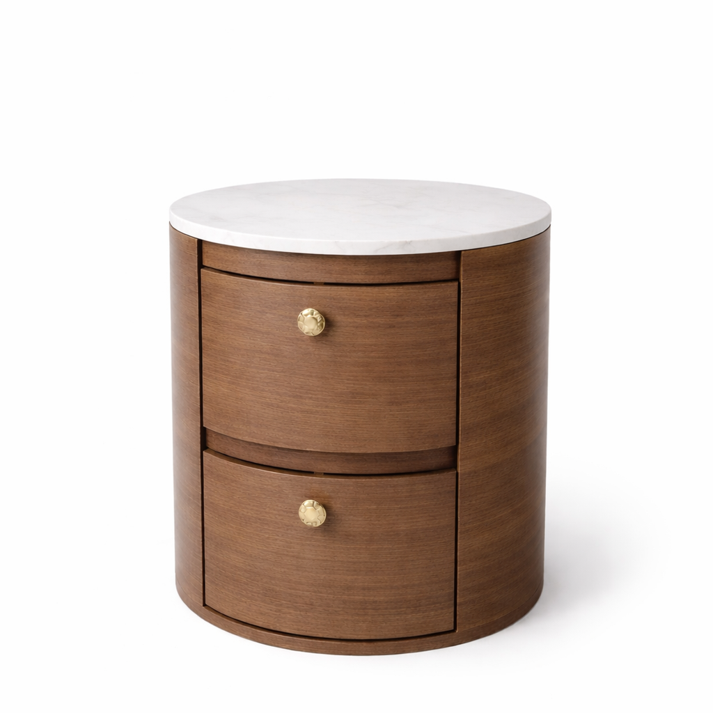 Luna Marble-Top Bedside Table