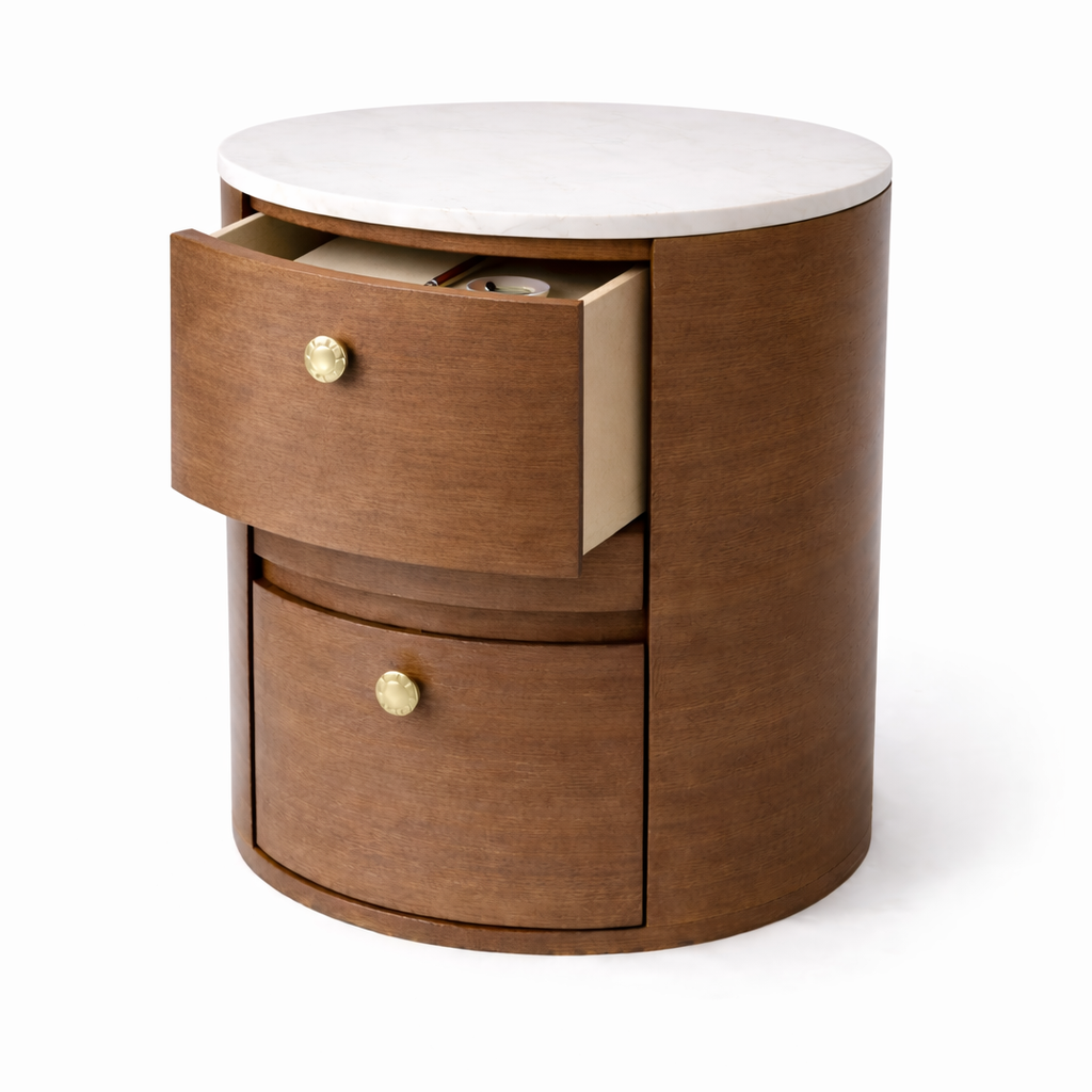 Luna Marble-Top Bedside Table